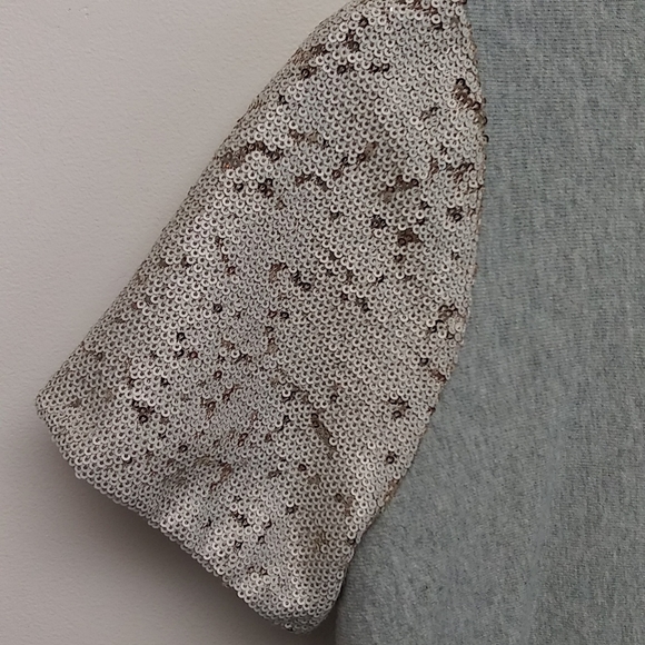 A New Day Sequin Sleeve Gray Top - Picture 3 of 12
